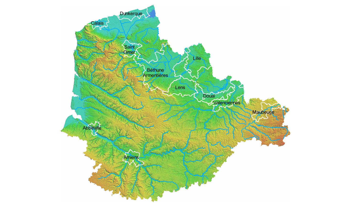 Carte des TRI du bassin Artois - Picardie